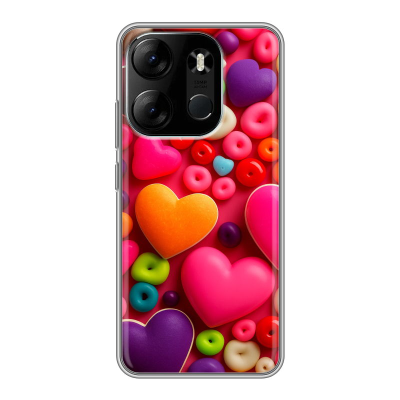 Силиконовый чехол на Tecno Spark Go 2023 с принтом Сердечки Силиконовый чехол на Tecno Spark Go 2023 с принтом Сердечки