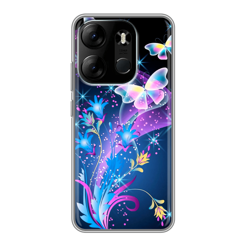 Силиконовый чехол на Tecno Spark Go 2023 с принтом Бабочки Силиконовый чехол на Tecno Spark Go 2023 с принтом Бабочки