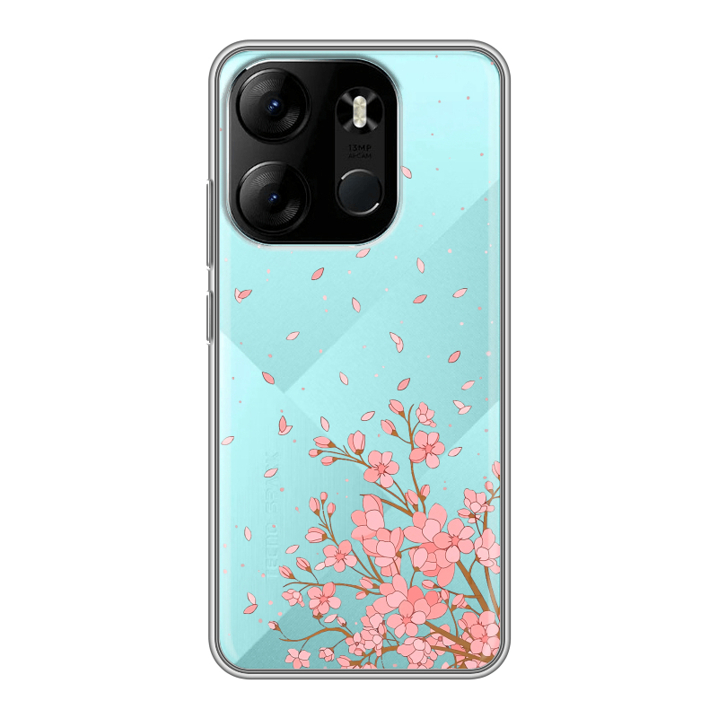 Силиконовый чехол на Tecno Spark Go 2023 с принтом Ветка сакуры Силиконовый чехол на Tecno Spark Go 2023 с принтом Ветка сакуры
