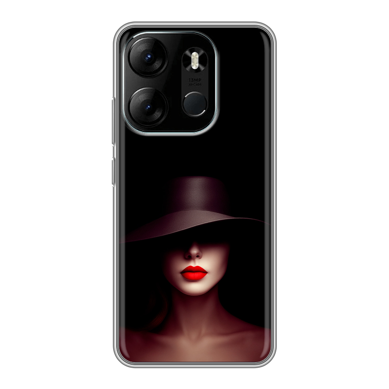 Силиконовый чехол на Tecno Spark Go 2023 с принтом Девушка в шляпе Силиконовый чехол на Tecno Spark Go 2023 с принтом Девушка в шляпе