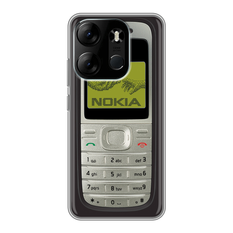 Силиконовый противоударный чехол на Tecno Spark Go 2023 с принтом Ретро Нокия Силиконовый противоударный чехол на Tecno Spark Go 2023 с принтом Ретро Нокия