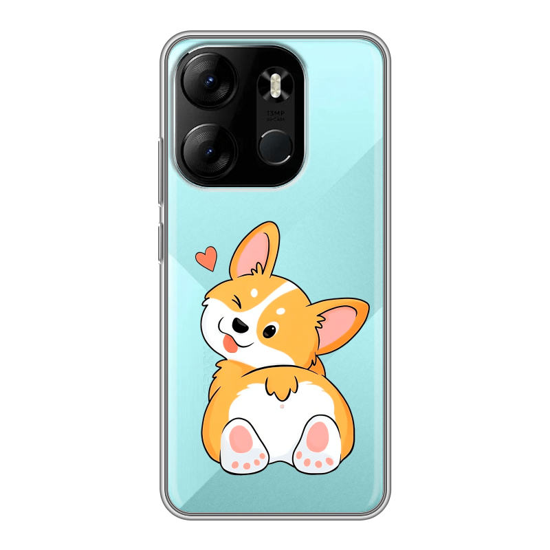 Силиконовый противоударный чехол на Tecno Spark Go 2023 с принтом Корги Силиконовый противоударный чехол на Tecno Spark Go 2023 с принтом Корги