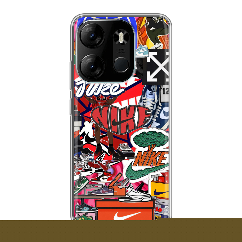 Силиконовый противоударный чехол на Tecno Spark Go 2023 с принтом Найк Nike яркий Силиконовый противоударный чехол на Tecno Spark Go 2023 с принтом Найк Nike яркий