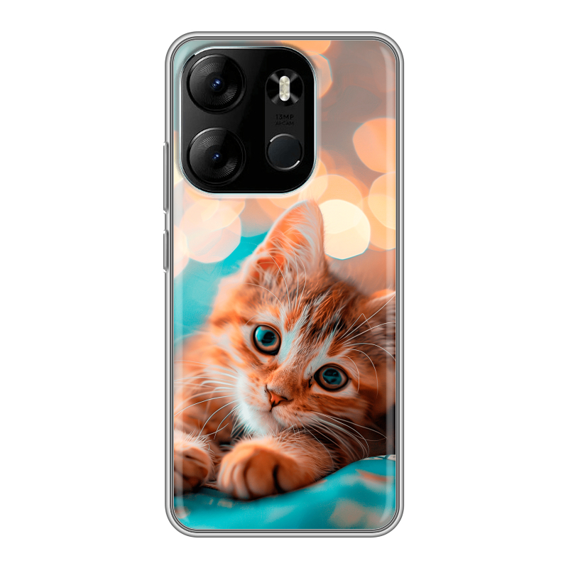 Силиконовый чехол на Tecno Spark Go 2023 с принтом котик Силиконовый чехол на Tecno Spark Go 2023 с принтом котик