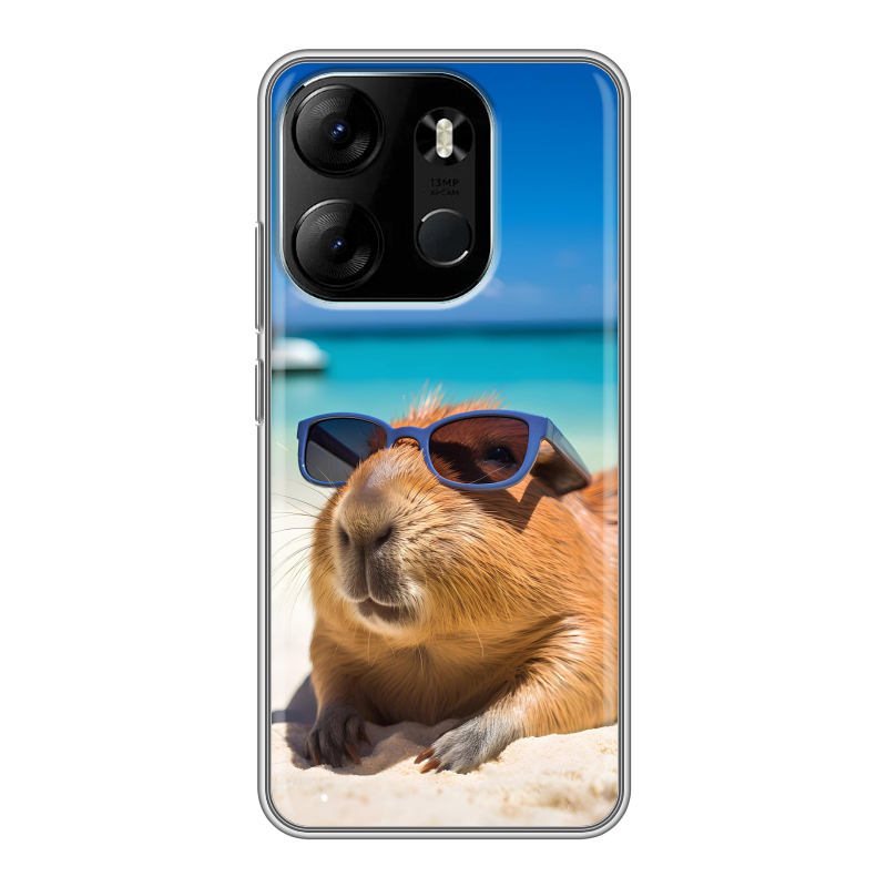 Силиконовый чехол на Tecno Spark Go 2023 с принтом Капибара Силиконовый чехол на Tecno Spark Go 2023 с принтом Капибара