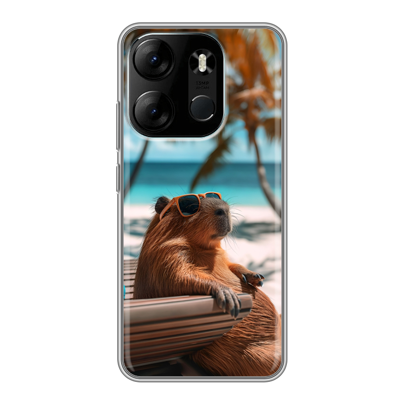 Силиконовый чехол на Tecno Spark Go 2023 с принтом Капибара Силиконовый чехол на Tecno Spark Go 2023 с принтом Капибара