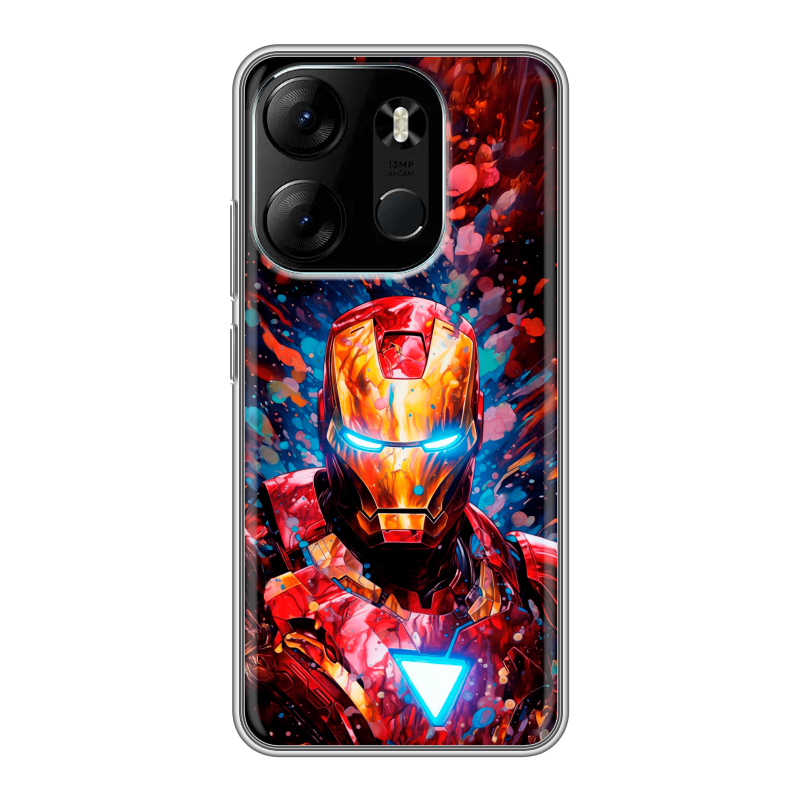 Силиконовый чехол на Tecno Spark Go 2023 с принтом Железный человек Ironman Силиконовый чехол на Tecno Spark Go 2023 с принтом Железный человек Ironman