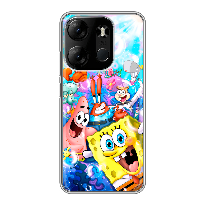 Силиконовый чехол на Tecno Spark Go 2023 с принтом спанчбоб спанч боб Силиконовый чехол на Tecno Spark Go 2023 с принтом спанчбоб спанч боб