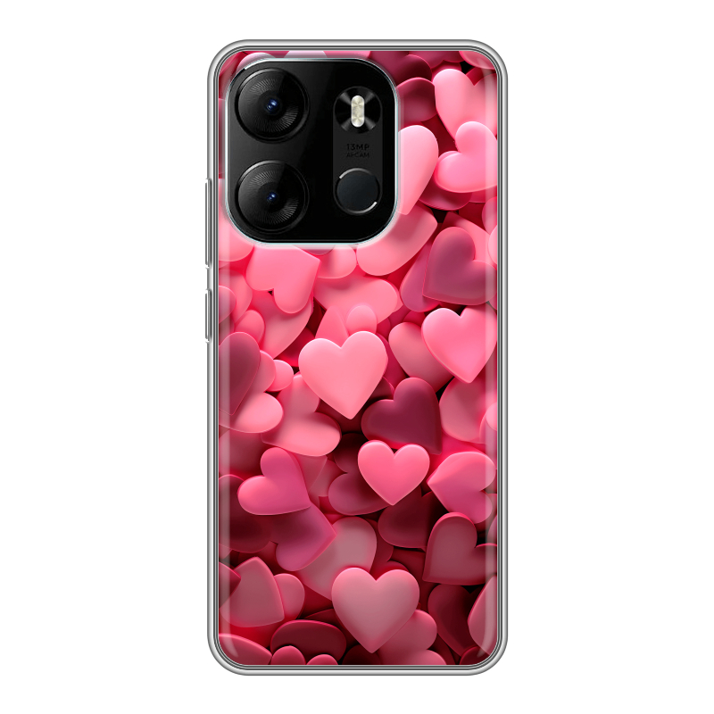 Силиконовый чехол на Tecno Spark Go 2023 с принтом розовые сердечки Силиконовый чехол на Tecno Spark Go 2023 с принтом розовые сердечки