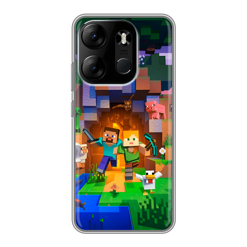 Силиконовый чехол на Tecno Spark Go 2023 с принтом Майнкрафт Minecraft Силиконовый чехол на Tecno Spark Go 2023 с принтом Майнкрафт Minecraft