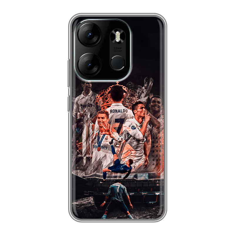 Силиконовый противоударный чехол на Tecno Spark Go 2023 с принтом Реал Роналдо Real Ronaldo Силиконовый противоударный чехол на Tecno Spark Go 2023 с принтом Реал Роналдо Real Ronaldo