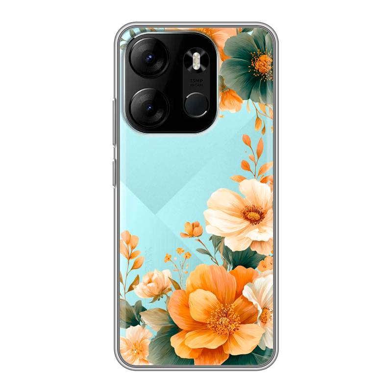 Силиконовый чехол на Tecno Spark Go 2023 с принтом Цветы принт Силиконовый чехол на Tecno Spark Go 2023 с принтом Цветы принт