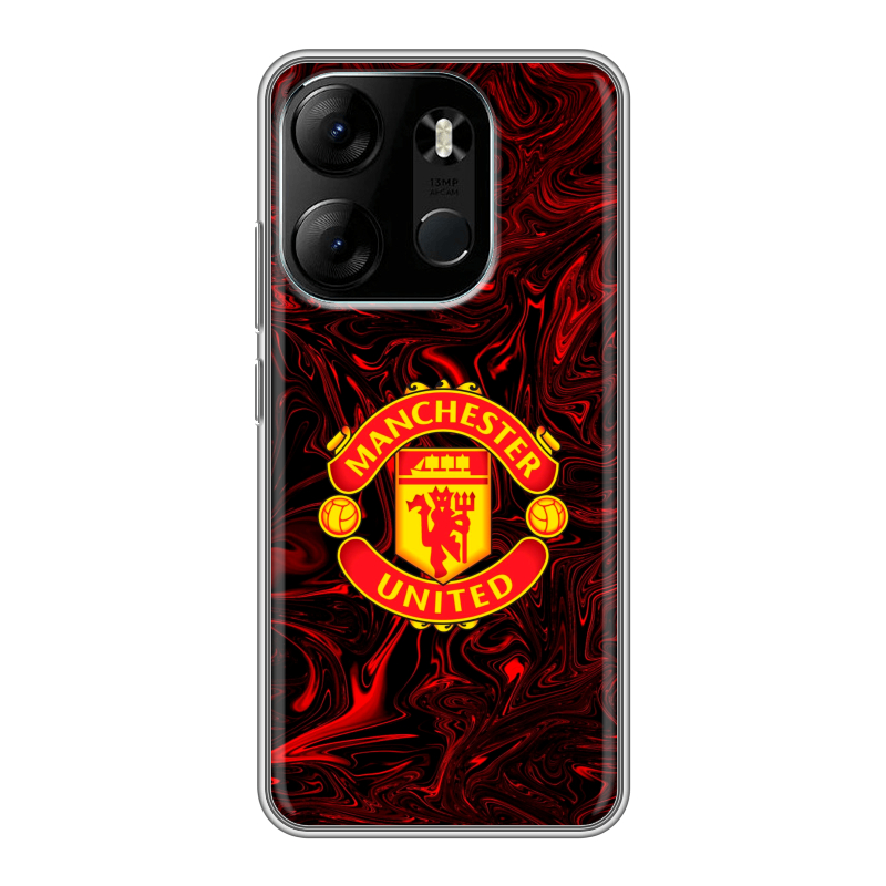 Силиконовый чехол на Tecno Spark Go 2023 с принтом Manchester United Силиконовый чехол на Tecno Spark Go 2023 с принтом Manchester United