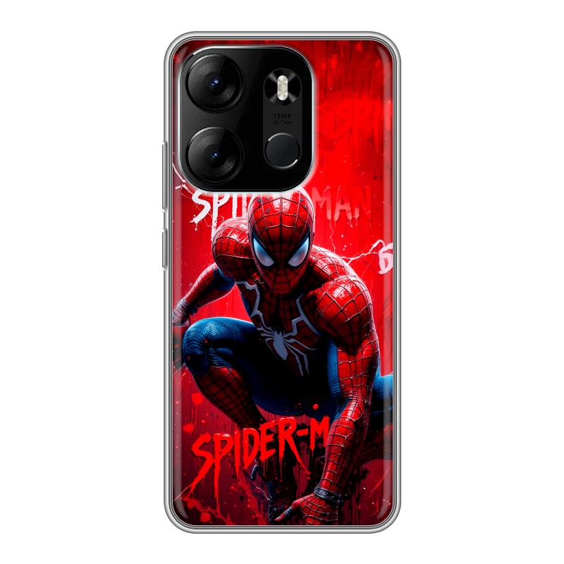 Силиконовый чехол на Tecno Spark Go 2023 с принтом Spiderman Человек паук Силиконовый чехол на Tecno Spark Go 2023 с принтом Spiderman Человек паук