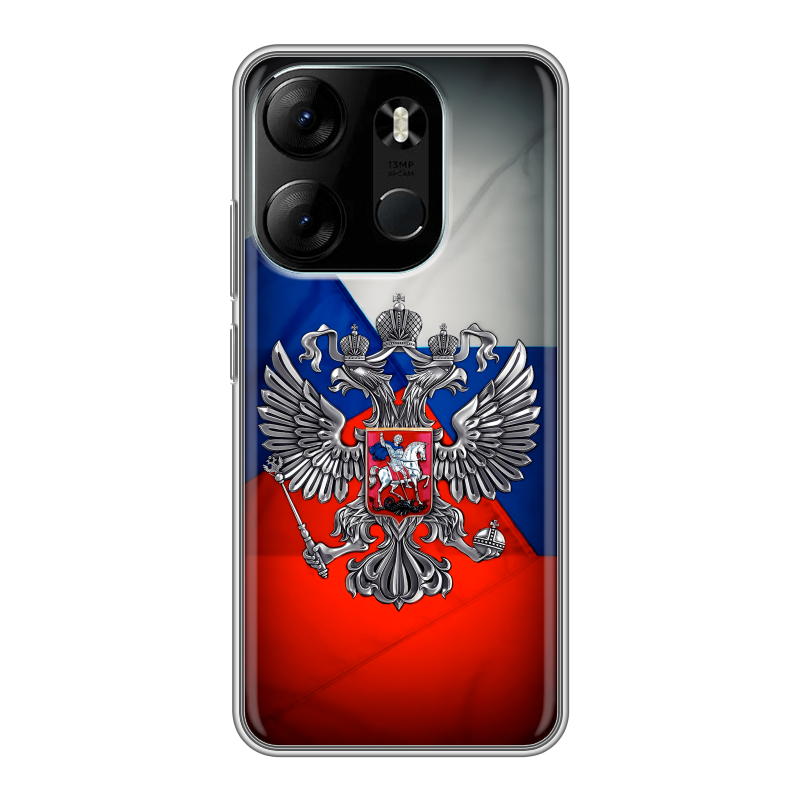 Силиконовый чехол на Tecno Spark Go 2023 с принтом Флаг России Силиконовый чехол на Tecno Spark Go 2023 с принтом Флаг России