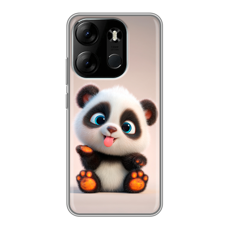 Силиконовый противоударный чехол на Tecno Spark Go 2023 с принтом милая панда Силиконовый противоударный чехол на Tecno Spark Go 2023 с принтом милая панда