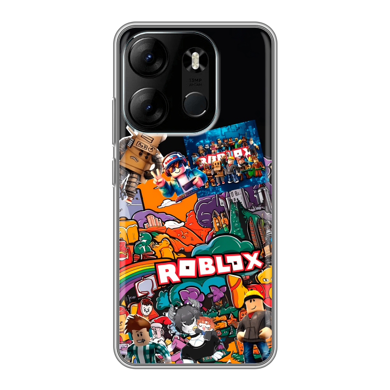 Силиконовый противоударный чехол на Tecno Spark Go 2023 с принтом Roblox Роблокс Силиконовый противоударный чехол на Tecno Spark Go 2023 с принтом Roblox Роблокс