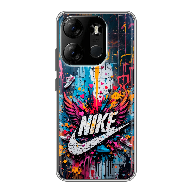 Силиконовый противоударный чехол на Tecno Spark Go 2023 с принтом Nike Найк Силиконовый противоударный чехол на Tecno Spark Go 2023 с принтом Nike Найк