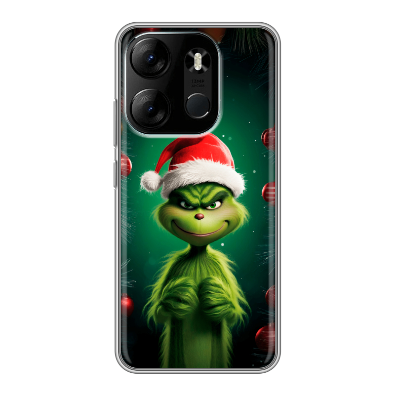 Силиконовый чехол на Tecno Spark Go 2023 с принтом Гринч Новый год Рождество Силиконовый чехол на Tecno Spark Go 2023 с принтом Гринч Новый год Рождество