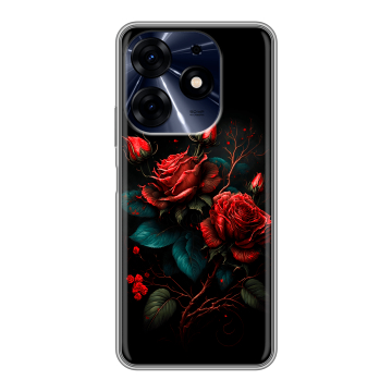 Силиконовый чехол на Tecno Spark 10 Pro с принтом Розы красные Силиконовый чехол на Tecno Spark 10 Pro с принтом Розы красные