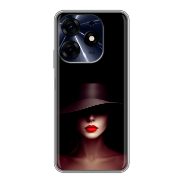 Силиконовый чехол на Tecno Spark 10 Pro с принтом Девушка в шляпе Силиконовый чехол на Tecno Spark 10 Pro с принтом Девушка в шляпе