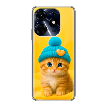 Силиконовый чехол на Tecno Spark 10 Pro с принтом Котенок в шапке