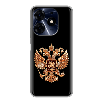Силиконовый чехол на Tecno Spark 10 Pro с принтом Герб России золотой