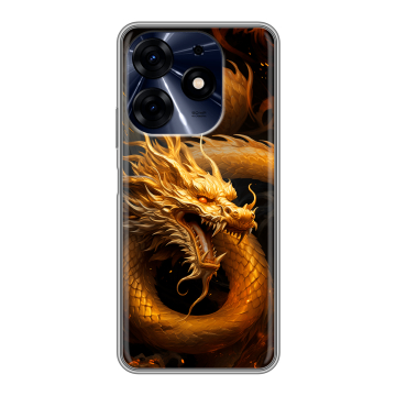 Силиконовый чехол на Tecno Spark 10 Pro с принтом Золотой дракон