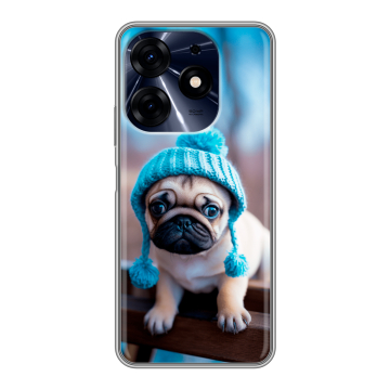 Силиконовый чехол на Tecno Spark 10 Pro с принтом Мопс в шапке Силиконовый чехол на Tecno Spark 10 Pro с принтом Мопс в шапке