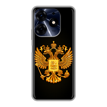 Силиконовый чехол на Tecno Spark 10 Pro с принтом Герб России желтый Силиконовый чехол на Tecno Spark 10 Pro с принтом Герб России желтый