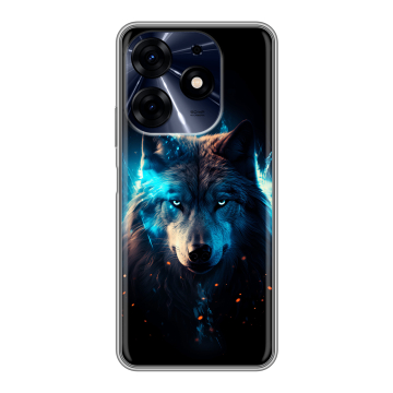 Силиконовый чехол на Tecno Spark 10 Pro с принтом Волк ночной Силиконовый чехол на Tecno Spark 10 Pro с принтом Волк ночной