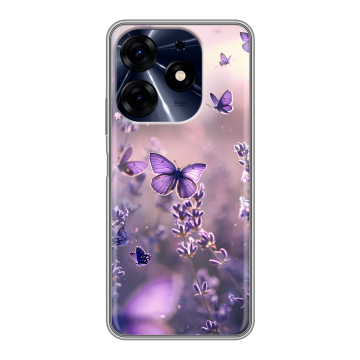 Силиконовый чехол на Tecno Spark 10 Pro с принтом бабочки и лаванда Силиконовый чехол на Tecno Spark 10 Pro с принтом бабочки и лаванда