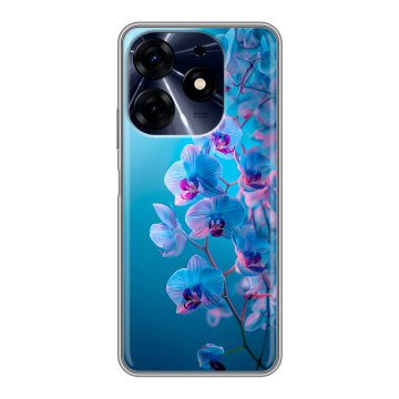 Силиконовый чехол на Tecno Spark 10 Pro с принтом голубые орхидеи Силиконовый чехол на Tecno Spark 10 Pro с принтом голубые орхидеи