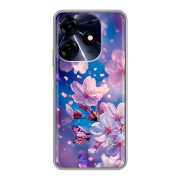 Силиконовый чехол на Tecno Spark 10 Pro с принтом цветы бабочки Силиконовый чехол на Tecno Spark 10 Pro с принтом цветы бабочки