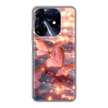 Силиконовый чехол на Tecno Spark 10 Pro с принтом бабочки розовые Силиконовый чехол на Tecno Spark 10 Pro с принтом бабочки розовые
