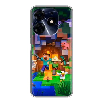 Силиконовый чехол на Tecno Spark 10 Pro с принтом Майнкрафт Minecraft
