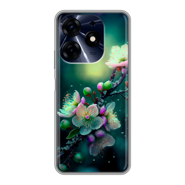 Силиконовый чехол на Tecno Spark 10 Pro с принтом Цветы и мрамор Силиконовый чехол на Tecno Spark 10 Pro с принтом Цветы и мрамор