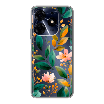 Силиконовый чехол на Tecno Spark 10 Pro с принтом Цветы паттерн Силиконовый чехол на Tecno Spark 10 Pro с принтом Цветы паттерн