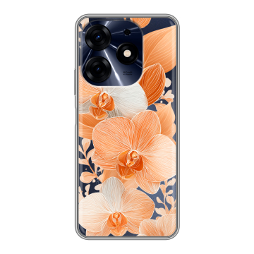 Силиконовый чехол на Tecno Spark 10 Pro с принтом Бежевые цветы Силиконовый чехол на Tecno Spark 10 Pro с принтом Бежевые цветы
