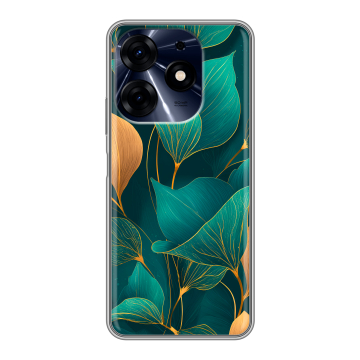 Силиконовый чехол на Tecno Spark 10 Pro с принтом Листья и золото Силиконовый чехол на Tecno Spark 10 Pro с принтом Листья и золото