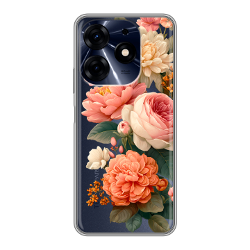 Силиконовый чехол на Tecno Spark 10 Pro с принтом цветы