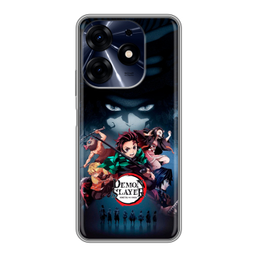 Силиконовый чехол на Tecno Spark 10 Pro с принтом Demon Slayer Клинок рассекающий демонов