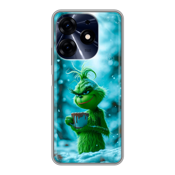 Силиконовый чехол на Tecno Spark 10 Pro с принтом Новый год гринч