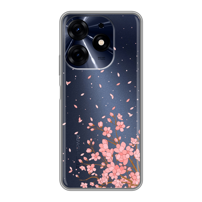 Силиконовый чехол на Tecno Spark 10 Pro с принтом Ветка сакуры Силиконовый чехол на Tecno Spark 10 Pro с принтом Ветка сакуры