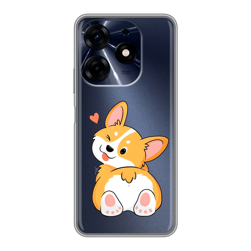 Силиконовый чехол на Tecno Spark 10 Pro с принтом Корги Силиконовый чехол на Tecno Spark 10 Pro с принтом Корги
