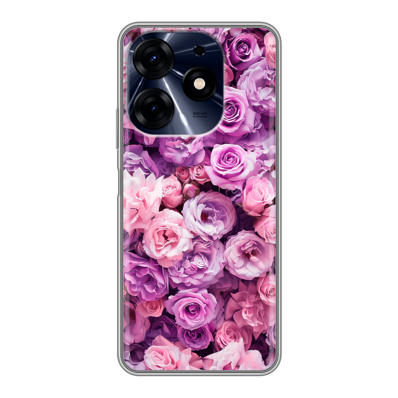 Силиконовый чехол на Tecno Spark 10 Pro с принтом лавандовые розы Силиконовый чехол на Tecno Spark 10 Pro с принтом лавандовые розы