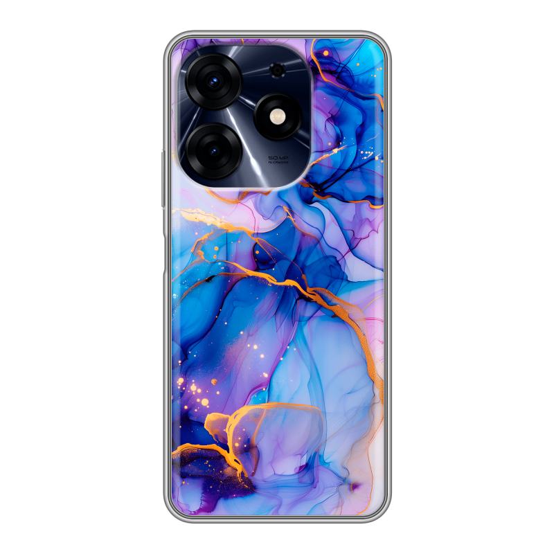 Силиконовый чехол на Tecno Spark 10 Pro с принтом синий мрамор Силиконовый чехол на Tecno Spark 10 Pro с принтом синий мрамор