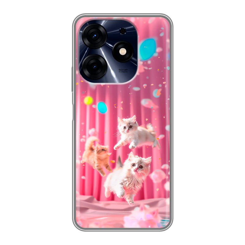 Силиконовый чехол на Tecno Spark 10 Pro с принтом милые котики Силиконовый чехол на Tecno Spark 10 Pro с принтом милые котики