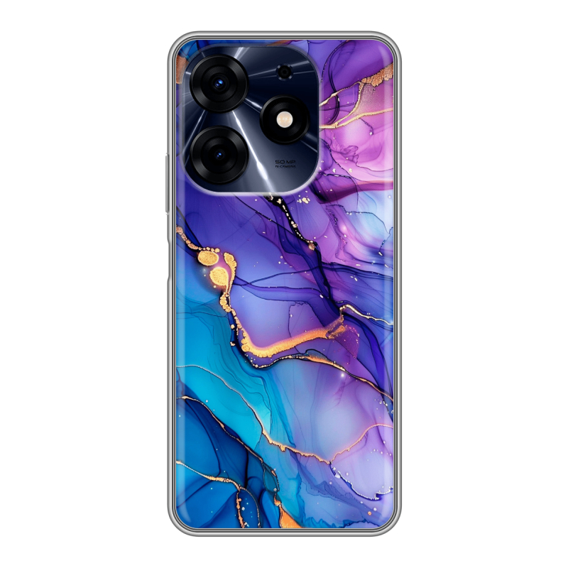 Силиконовый противоударный чехол на Tecno Spark 10 Pro с принтом синий мрамор Силиконовый противоударный чехол на Tecno Spark 10 Pro с принтом синий мрамор