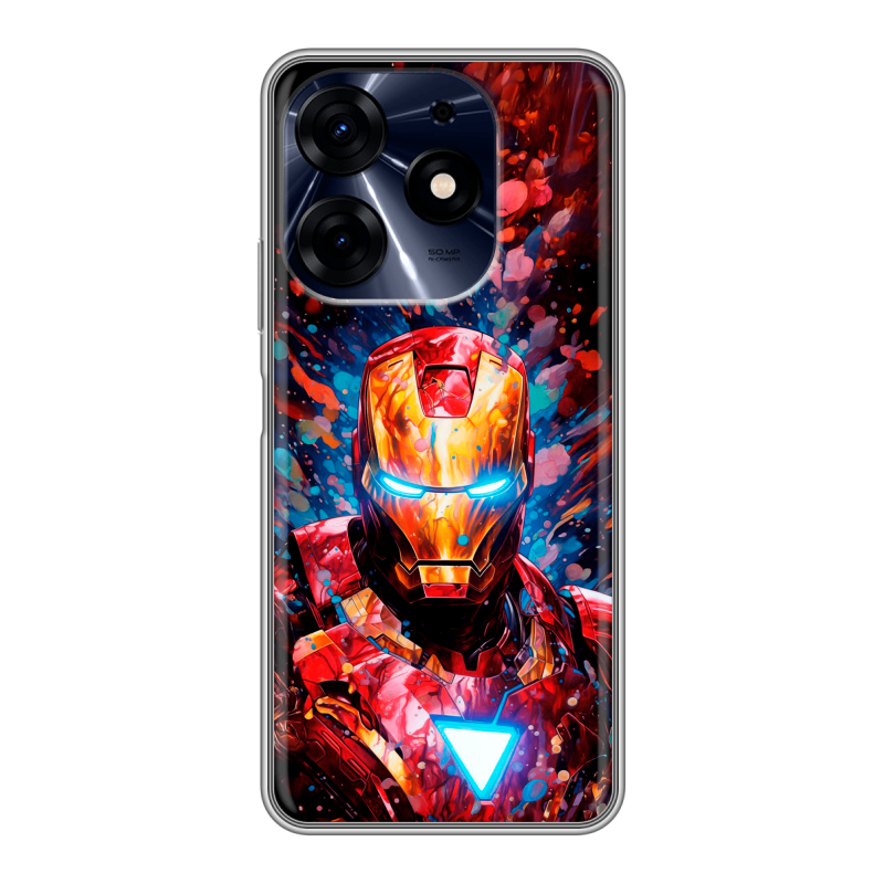 Силиконовый противоударный чехол на Tecno Spark 10 Pro с принтом Железный человек Ironman Силиконовый противоударный чехол на Tecno Spark 10 Pro с принтом Железный человек Ironman